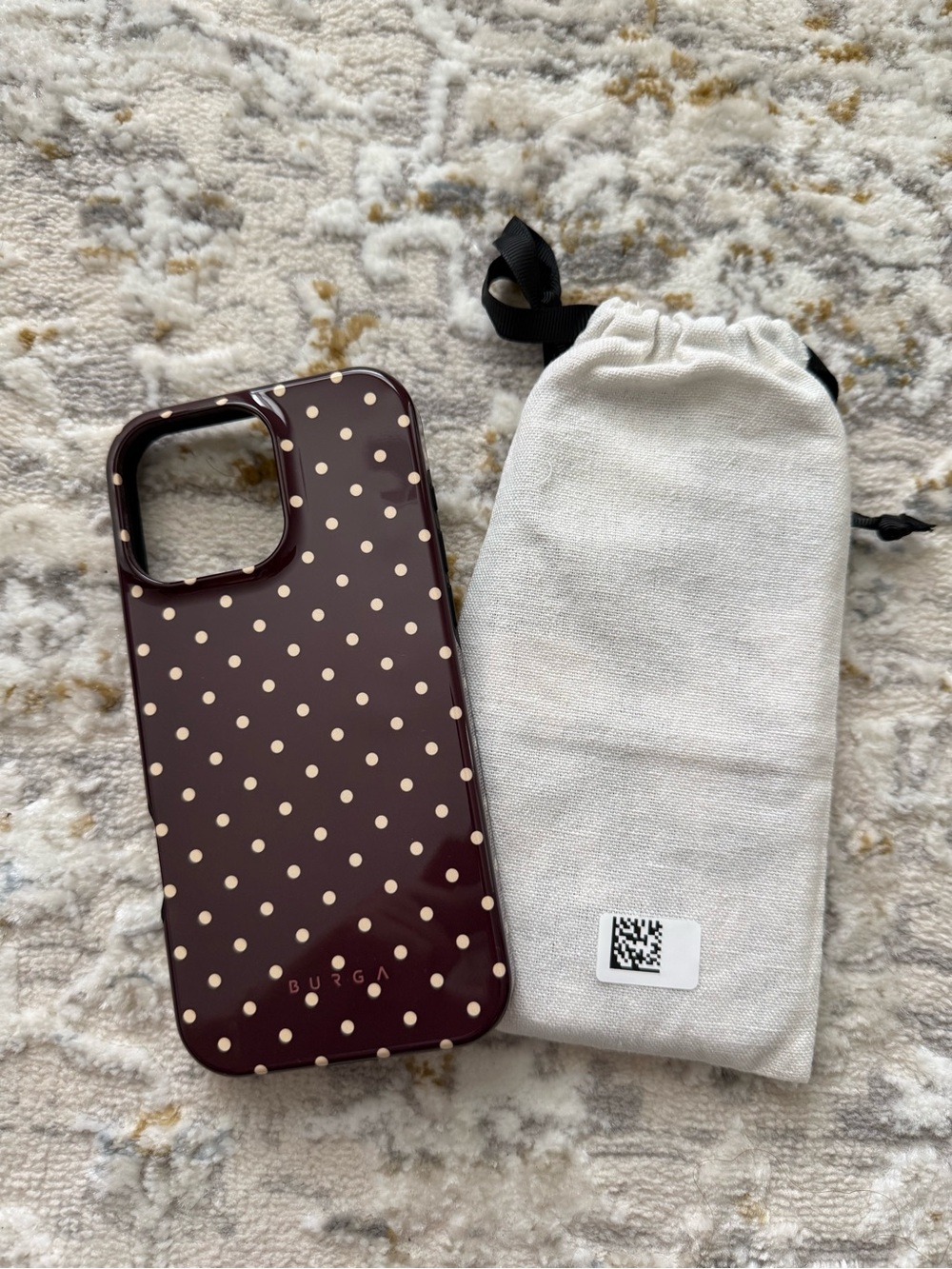 Burga Butter Yellow Polka Dot Protective iPhone Case - Brown